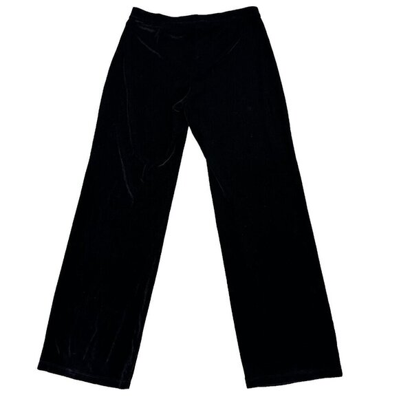 Clothes Velvet Pull on Black Straight Leg Pants Size M Elastic Waist - Picture 1 of 8